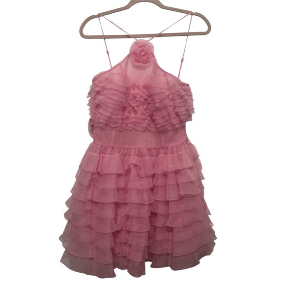 STAUD Pink Ruffled Mini Dress - Picture 6 of 13